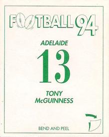 1994 Select AFL Stickers #13 Tony McGuinness Back
